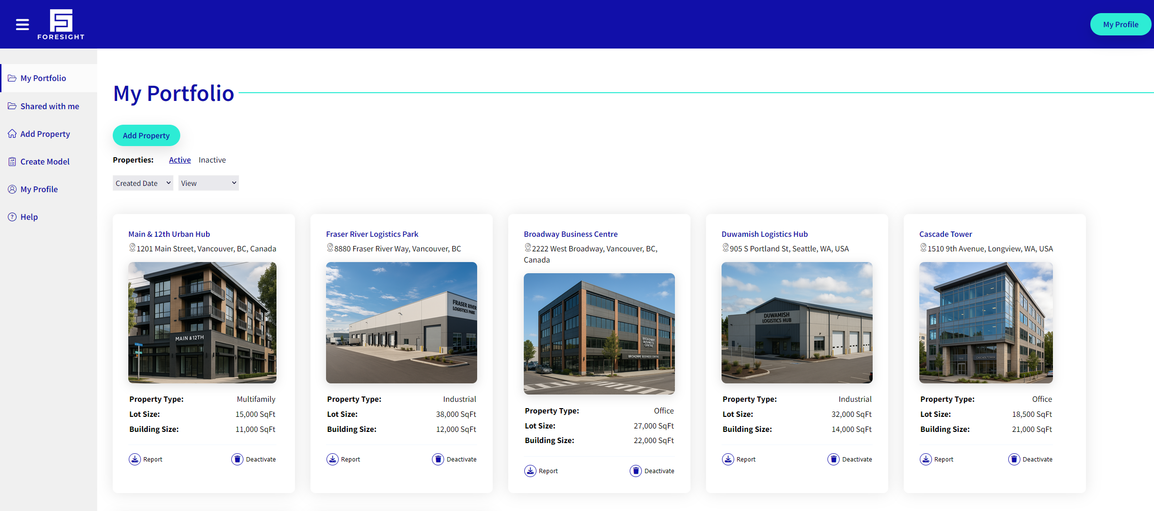 Deal pipeline view in Foresight showing ranked real estate opportunities and analyzer outputs